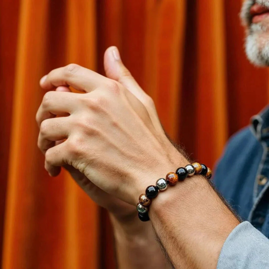 TriStone Beschützer™ Armband – Tigerauge, Hämatit & Obsidian