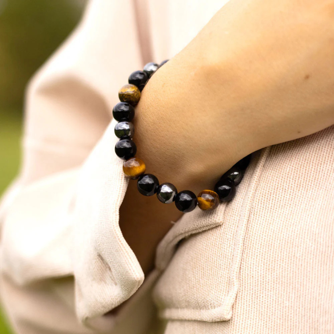 TriStone Beschützer™ Armband – Tigerauge, Hämatit & Obsidian