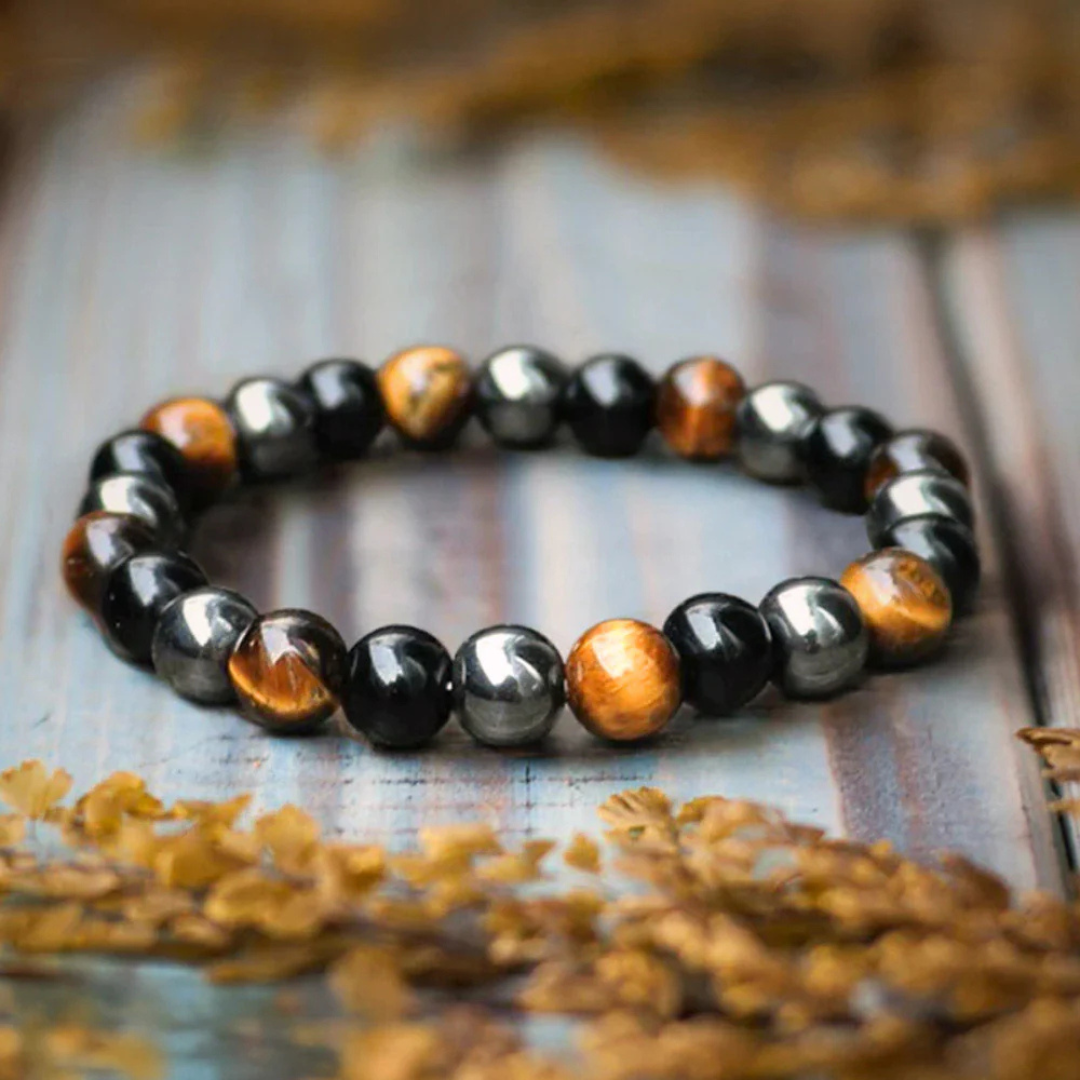 TriStone Beschützer™ Armband – Tigerauge, Hämatit & Obsidian